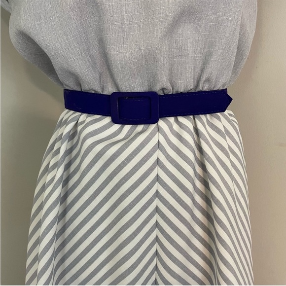 Vintage 70s Dress Women’s M Stripe Cap Dolman Sleeve A-Lime Blouson‎ Midi - Picture 4 of 10